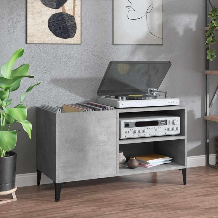 vidaXL Platenkast 84,5x38x48 cm bewerkt hout betongrijs, Maison & Meubles, Armoires | Autre, Envoi