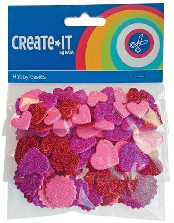 Foam Hartjes Glitter 132st, Hobby en Vrije tijd, Verzenden, Nieuw
