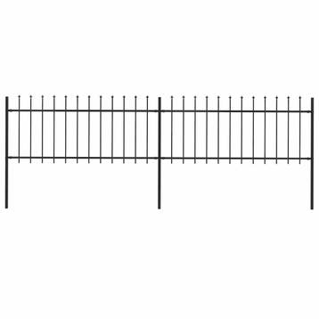 vidaXL Tuinhek met speerpunt staal 337x80 cm zwart, Verzenden, Nieuw