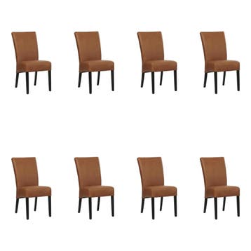 Set van 8 Leren eetkamerstoelen Just - Rancho Cognac, Ophalen of Verzenden