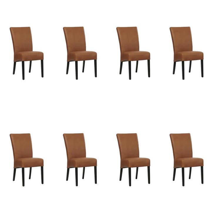 Set van 8 Leren eetkamerstoelen Just - Rancho Cognac, Huis en Inrichting, Stoelen, Nieuw, Eén, Leer, Ophalen of Verzenden