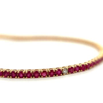 Armband - 14 karaat Geel goud - 3.58ct. tw. Robijn - Diamant, Nieuw
