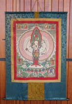Uitzonderlijke Tibetaanse thangka van Chenrezig Chatong