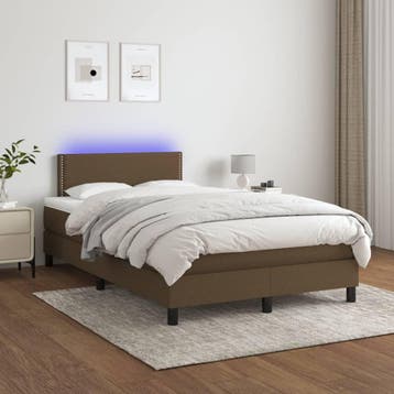 vidaXL Boxspring met matras en LED stof donkerbruin 120x200, Verzenden, Nieuw