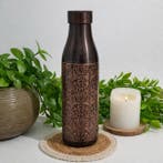 Puur koperen waterfles milky antique gegraveerd ± 950 ml, Ophalen of Verzenden