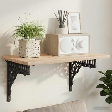 vidaXL Wandplankbeugels 2 st Zwart 27.5 x 23 x 4 cm Staal, Verzenden, Nieuw