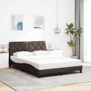 vidaXL Bedframe zonder matras stof donkerbruin 140x190 cm, Verzenden