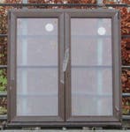 pvc raam , chassis van 143 x 146  donkere eik, Nieuw