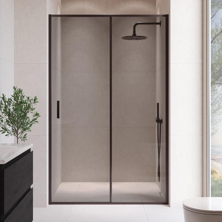 Douchewand Calgary 120 x 190 cm - Getint - Zwart, Doe-het-zelf en Bouw, Sanitair, Nieuw, Verzenden