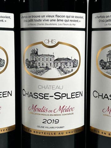 2019 Château Chasse-Spleen - Moulis-en-Médoc - 3 Flessen, Verzamelen, Nieuw