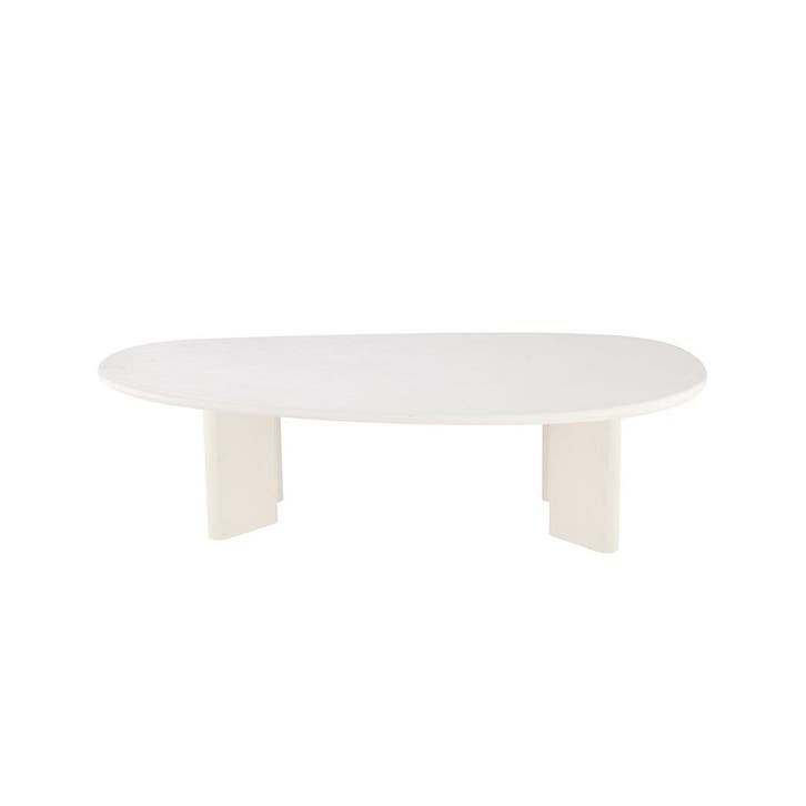 Salontafel Mangohout Organisch Maya Microcement 120 Wit cm, Maison & Meubles, Tables | Tables de salon, Envoi