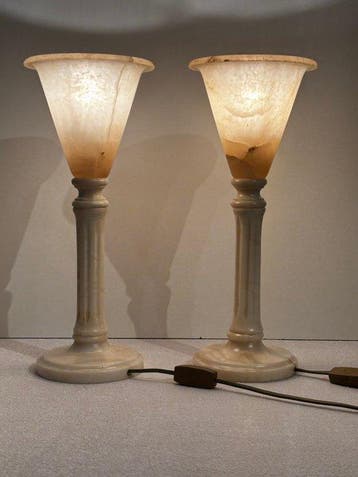 pegasam - Lamp ornament (2) - Albast, Onyx - Spaanse Albast, Antiek en Kunst
