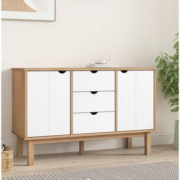 vidaXL Dressoir OTTA 113,5x43x73 cm massief grenenhout bruin, Verzenden