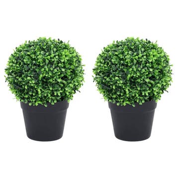 vidaXL Kunstplanten met pot 2 st buxus bolvorming 32 cm, Verzenden, Nieuw