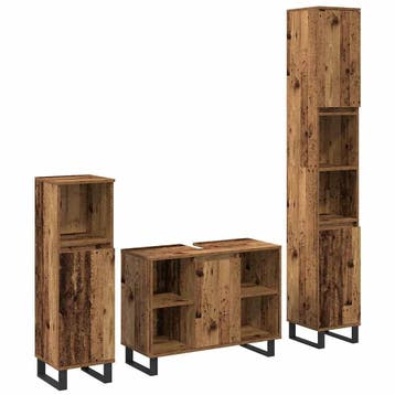 vidaXL Badkamermeubel Set 3 st Bruin 30 x 30 x 180 cm, Huis en Inrichting, Badkamer | Badkamermeubels, Verzenden, Nieuw