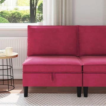 vidaXL Sofa met opslag Wijnrood Fluweel, Verzenden