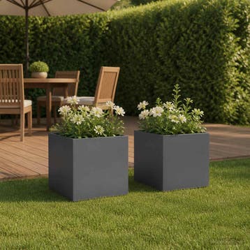 vidaXL Plantenbak 2 st Antraciet 35 x 35 x 35 cm Koudgewalst, Verzenden