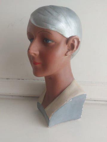 Mannequin - Art-deco mannequin - Tête de chapeau - Plâtre