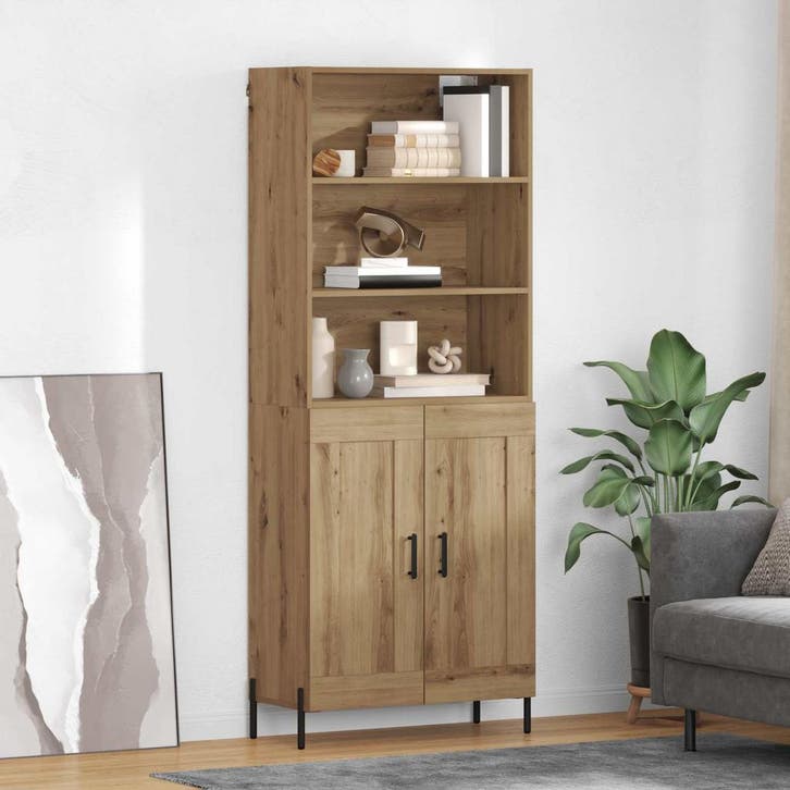 vidaXL Highboard Artisan Eiken 69,5 x 32,5 x 180 cm Bewerkt, Huis en Inrichting, Kasten | Dressoirs, Nieuw, Verzenden