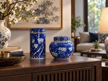Gemberset (2) - Porselein - Chinese Prunus-bloesem