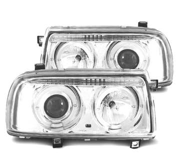 Phares Pour Volkswagen Vw Vento 92-98 Angel Eyes Fond Chromé, Auto-onderdelen, Verzenden, Nieuw