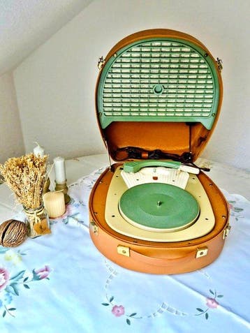 Philips - NG 1361 / 4-Speed Portable Tube/Valve Gramophone, Nieuw