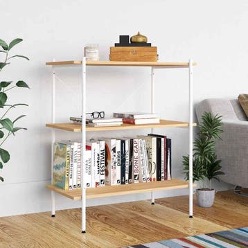 vidaXL Opbergrek 3-laags 80x40x92 cm wit en eikenkleurig, Verzenden, Nieuw