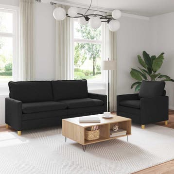 vidaXL bank / zetelstel 2 st Zwart Stof, Huis en Inrichting, Verzenden, Nieuw