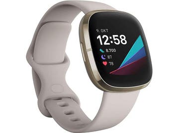 Fitbit Sense 40 mm zacht goud met een siliconen polsband, Handtassen en Accessoires, Verzenden, Nieuw, Fitbit