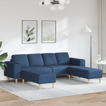 vidaXL Woonkamerbank / zetel 3 st Blauw Polyester, Verzenden, Nieuw
