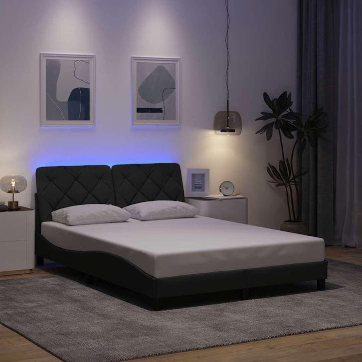 vidaXL Bedframe met LED zonder matras 140x190 cm stof, Huis en Inrichting, Slaapkamer | Bedden, Nieuw, Verzenden