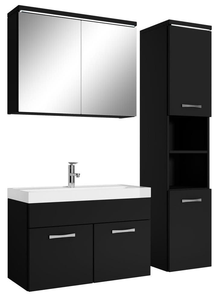 Badkamermeubel Set Paso 80 cm Mat Zwart Badmeubel, Huis en Inrichting, Badkamer | Badkamermeubels, Nieuw, Verzenden