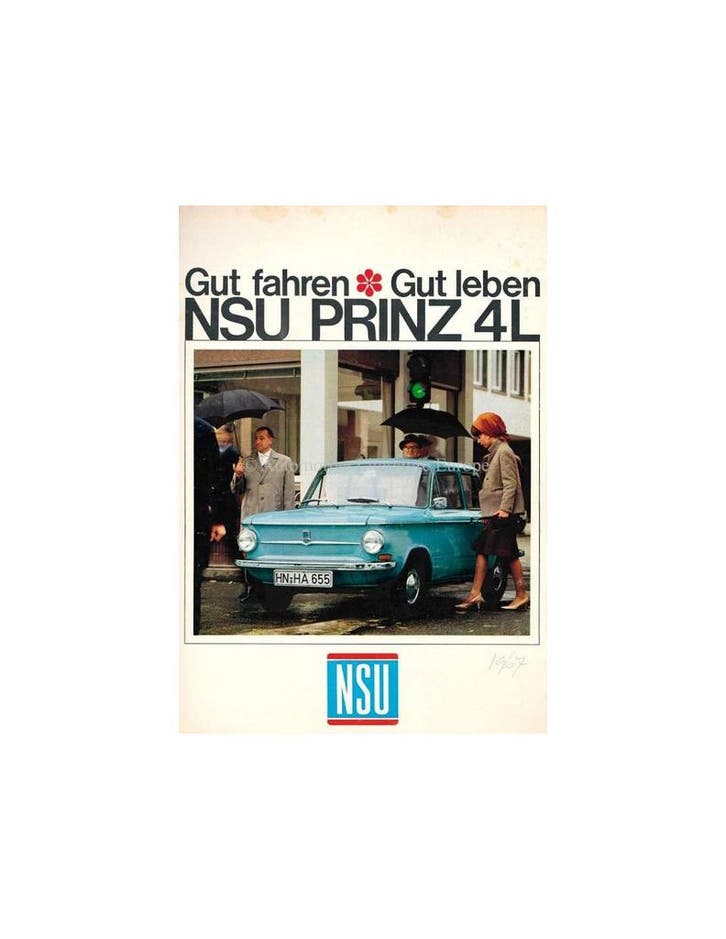 1967 NSU PRINZ 4L BROCHURE DUITS, Boeken, Auto's | Folders en Tijdschriften, Ophalen of Verzenden