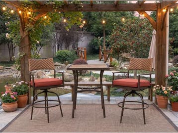 Veiling - Tuinset 3-delig - barset hoog - bruin wicker + rod, Tuin en Terras, Tuinsets en Loungesets, Nieuw