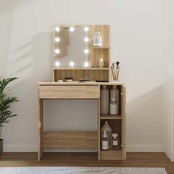 vidaXL Kaptafel met LED-verlichting 86,5x35x136 cm sonoma, Verzenden, Nieuw