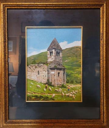 Bruno Fattorosi (XX) - Paesaggio montano con chiesa, Antiek en Kunst