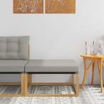 vidaXL Buiten Voetenbank Massief Acaciahout en Textilene Wit, Verzenden, Nieuw