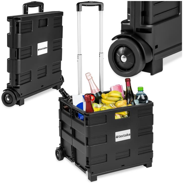 Inkooptrolley, boodschappen trolley opvouwbaar - zwart, Handtassen en Accessoires, Koffers, Verzenden