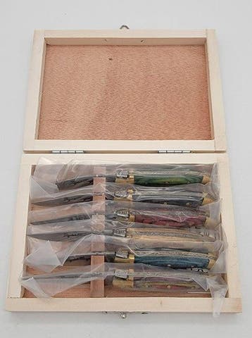 Laguiole Bougna - Tafelmessenset (6) - Hout, Messing - Pic -
