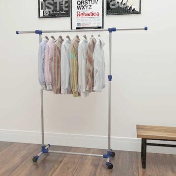 vidaXL Kledingrek verstelbaar 165x44x150 cm roestvrij staal, Verzenden
