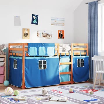 vidaXL Stapelbed met gordijnen 80x200 cm massief grenenhout, Verzenden, Nieuw