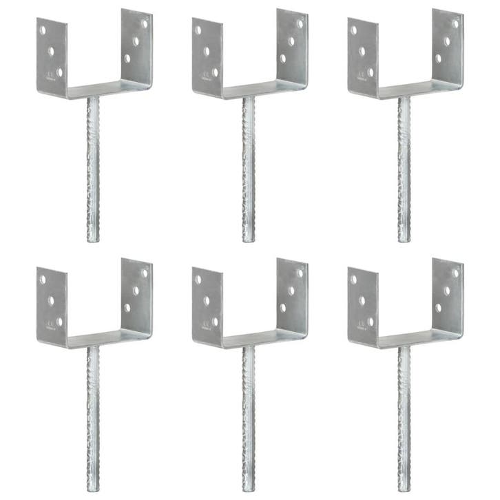 vidaXL Grondankers 6 st 14x6x30 cm gegalvaniseerd staal, Caravanes & Camping, Accessoires de camping, Envoi