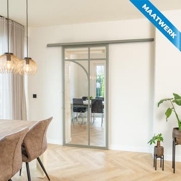Stalen Schuifdeur met koofsysteem Kiezelgrijs 5 Vlaks rond M, Doe-het-zelf en Bouw, Raamkozijnen en Schuifdeuren, Nieuw, Metaal