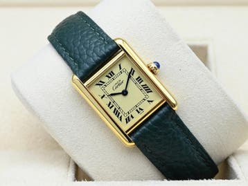 Cartier Tank Ref. 5057001 Year 1991 (Box & Papers), Ophalen of Verzenden, Polshorloge