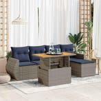 vidaXL 6-delige Loungeset met kussens poly rattan grijs, Verzenden, Nieuw, Loungeset