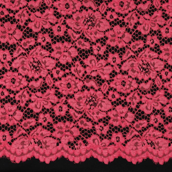 10 meter kant stof - Koraalroze - 100% polyester, Hobby en Vrije tijd, Stoffen en Lappen, 120 cm of meer, 200 cm of meer, Roze