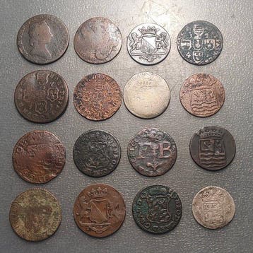Nederland, België. Lote de 16 monedas (2 plata) (Zonder
