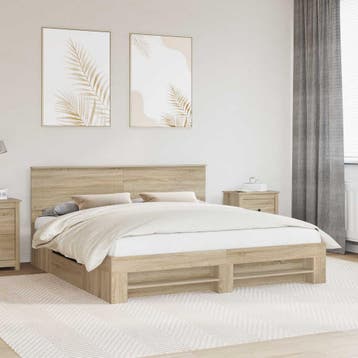 vidaXL Bedframe met hoofdeinde Sonoma Eik 180 x 200 cm, Verzenden, Nieuw