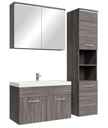 Badkamermeubel Set Paso 80 x 40 cm Grijs Eiken Badmeubel, Verzenden, Nieuw