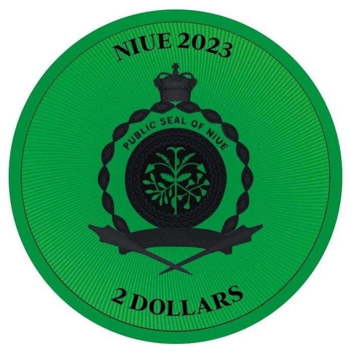 Niue. 2 Dollars 2023 - Lucky Clover Black Platinum Cyber, Postzegels en Munten, Munten | Europa | Niet-Euromunten